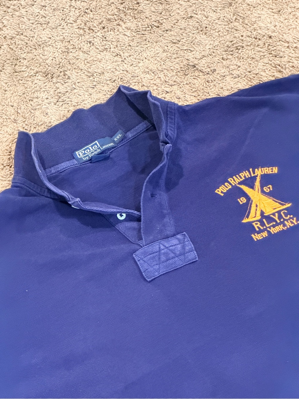 Polo Ralph Lauren Vintage 90s Logo Polo Top Size XXL Navy Blue RLYC Men’s
